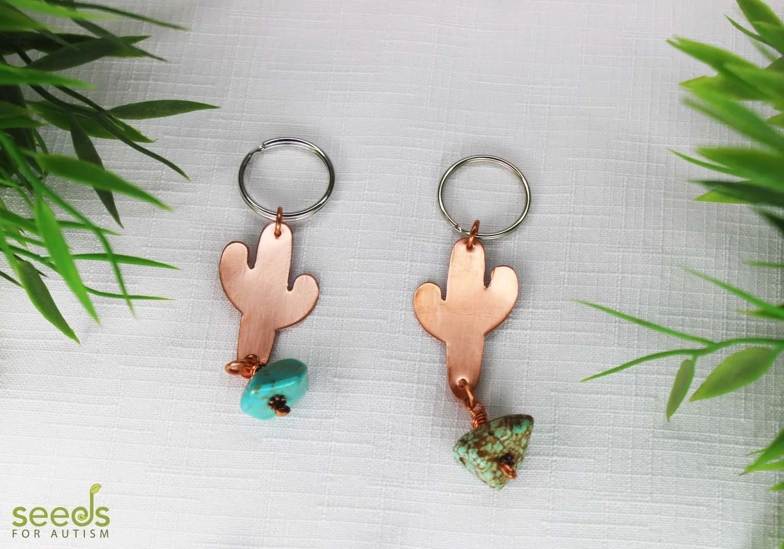 Cactus Keychain with Turquoise Bead — SEEDs for Autism